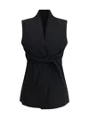 Rick Owens Wool Vest With Tie Waist And Shawl Collar In Black