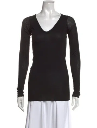 Pre-owned Rick Owens Wool V-neck Top In Black