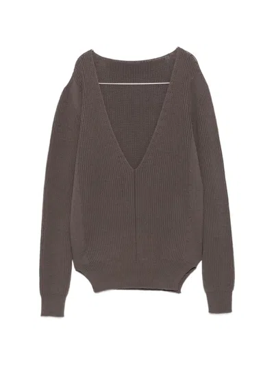 Rick Owens Wool V-necked Sweater In Grey