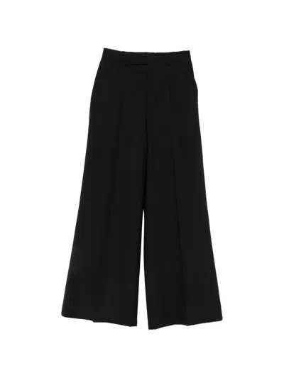 Rick Owens Wool Wide-leg Trousers In Black