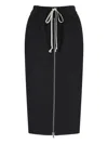 Rick Owens Black Concordians Zipped Short Pillar Midi Skirt
