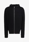 Rick Owens Ribbed-knit Virgin Wool Zip-up Sweater In Black