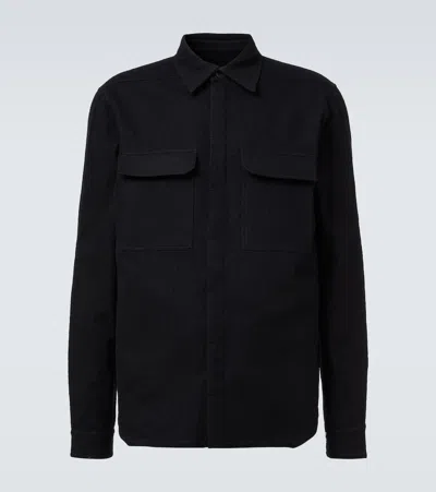 Rick Owens Work Cotton And Wool Flannel Shirt In Black