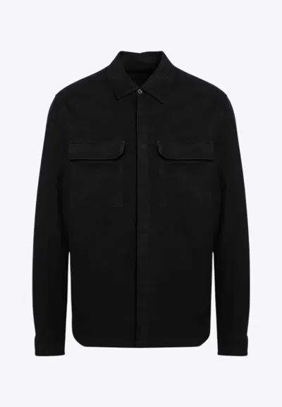 Rick Owens Luxor Twill Shirt Jacket In Black