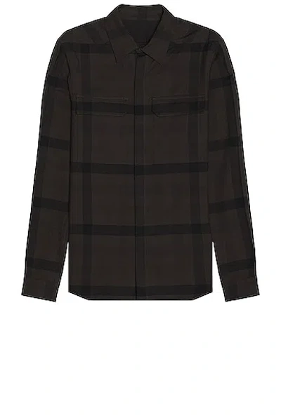 Rick Owens Work Shirt In Dark Dust Plaid