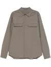 Rick Owens Structured Cotton Work Shirt With Button-down Front In Grey