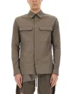 Rick Owens Structured Cotton Work Shirt With Button-down Front In Grey