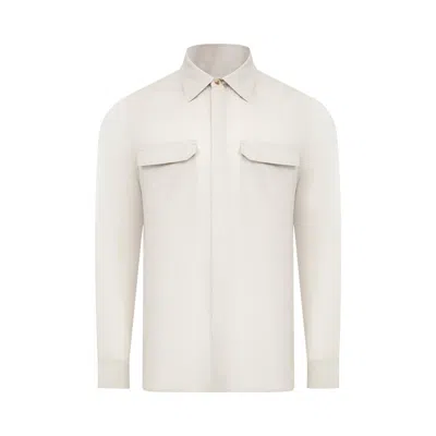Pre-owned Rick Owens Work Shirt 'pearl' | White | Men's Size 48