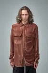 Rick Owens Crushed Velvet Shirt In Brown