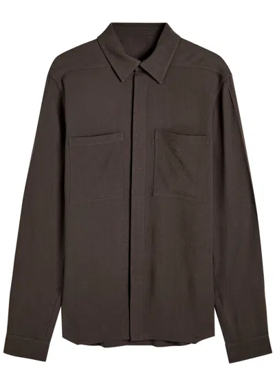 Rick Owens Work Wool Shirt In Brown