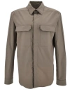 Rick Owens Structured Cotton Work Shirt With Button-down Front In Brown