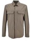 Rick Owens Structured Cotton Work Shirt With Button-down Front In Pink