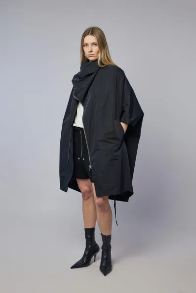 Rick Owens Woven Coat - Sail Biker Coat Black
