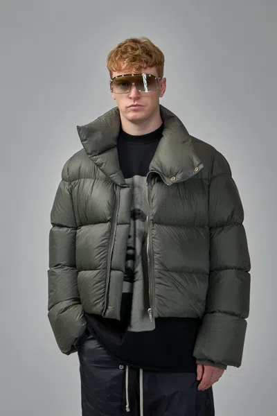 Rick Owens Woven Down Turtle Jacket In Gray