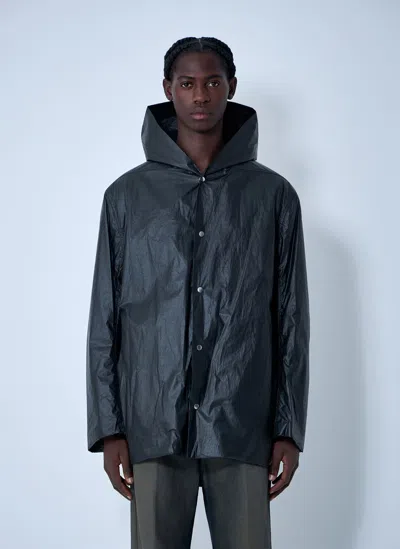 Rick Owens Woven Hooded Jacket In Black