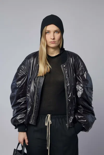 Rick Owens Woven Padded Bomber - Secchia Flight Black In Blue