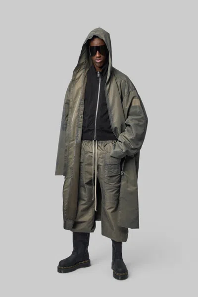 Rick Owens Woven Padded Coat In Green