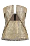 Rick Owens Coated Denim Top With Front Cut-out Neckline In Gray