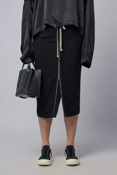 Rick Owens Woven Skirt - Zipped Short Pillar Black
