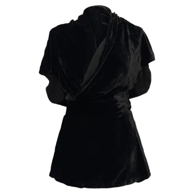 Rick Owens Wrap Blouse In Black Velvet