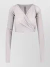 Rick Owens Wrap Design Crewneck Knitwear With Ribbed Texture In Pink