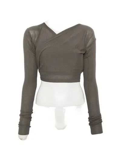 Rick Owens Wrap-detail Cardigan In Brown