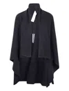 Rick Owens Knit Hooded Medium Wrap Cardigan In Blue