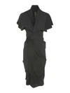 Rick Owens Draped Crepe Midi Wrap Dress In Black