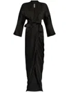 Rick Owens Draped V-neck Wrap Gown In Black