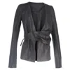 Rick Owens Wrap Jacket In Black Leather In Black
