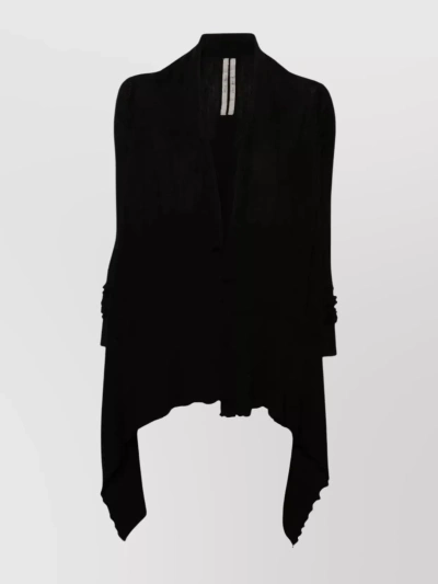 RICK OWENS WRAP KNIT WITH ASYMMETRICAL HEM AND LONG SLEEVES