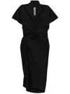 Rick Owens Wrap Midi Dress In Black