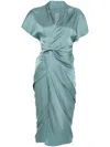 Rick Owens Wrap Midi Dress In Blue