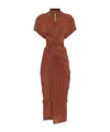 Rick Owens Wrap Midi Dress In Brown