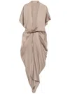 Rick Owens Wrap Midi Dress In Neutrals