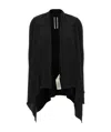 Rick Owens Draped Hem Long Sleeve Ribbed Cardigan In Black