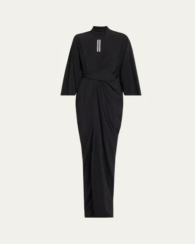 Rick Owens Wrap Silk-blend Gown In Black