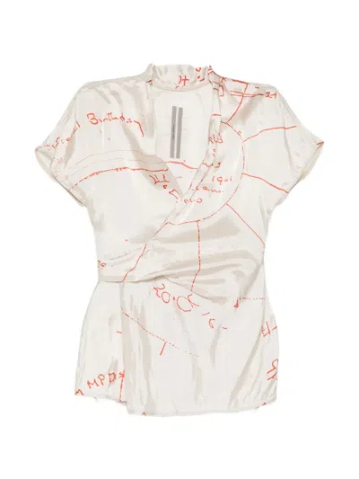 Rick Owens Wrap Ss Blouse In Neutral