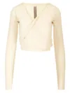 Rick Owens Wrap Top In Wool Knit Jackets White In Neutral
