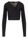 Rick Owens Wrap Top In Wool Knit Jackets Black In Black