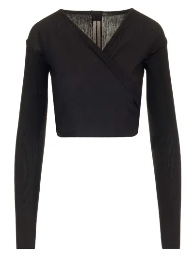 Rick Owens Wrap Top In Wool Knit Jackets Black