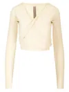 Rick Owens Wrap Top In Wool Knit Jackets White In Neutral
