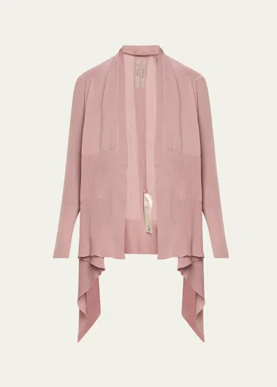 Rick Owens Wrap Wool Asymmetric Cardigan Sweater In Pink