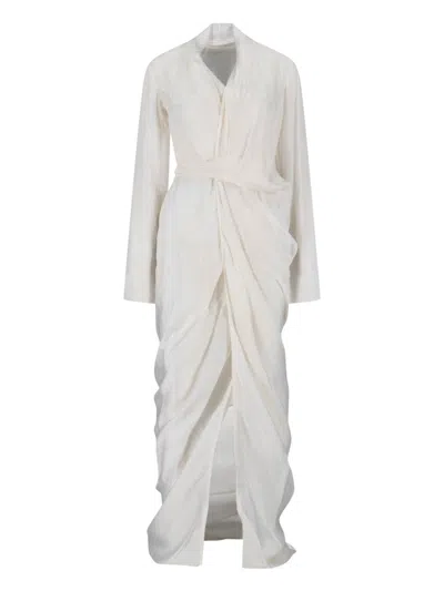 Rick Owens Wrapped Maxi Dress In White
