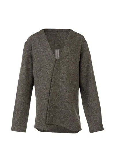 Rick Owens Wrap-style Long-sleeve Blouse In Grey