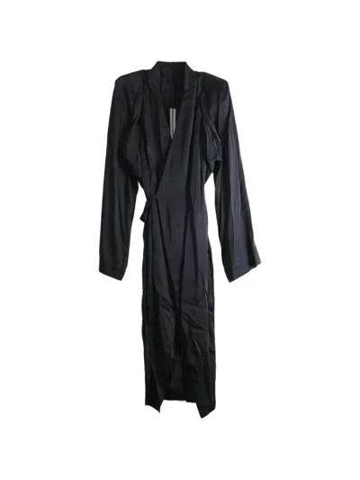 Rick Owens Wrap-style Padded-shoulder Coat In Black