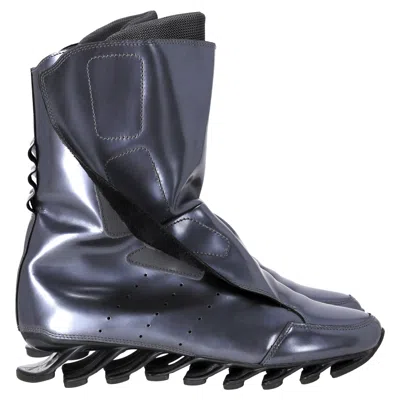 Rick Owens X Adidas Springblade Mid-calf Boots In Metallic Silver Leather