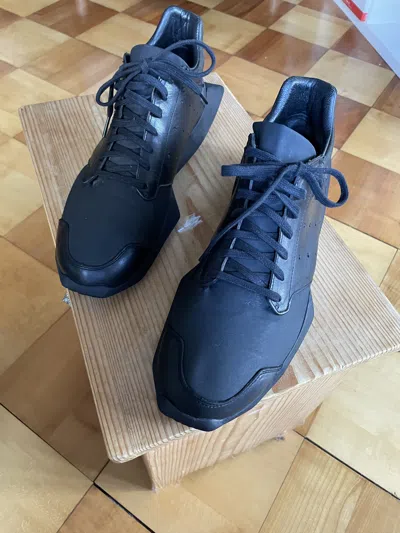 Pre-owned Rick Owens X Adidas Tech Runner Fw14 Shoes In Triple Black