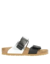 Rick Owens Rotterdam Two-tone Embossed Rubber And Leather Sandals In Black
