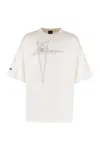 Rick Owens Tommy T White Oversize T-shirt With Pentagram Embroidery At The Front In Cotton Man In Panna